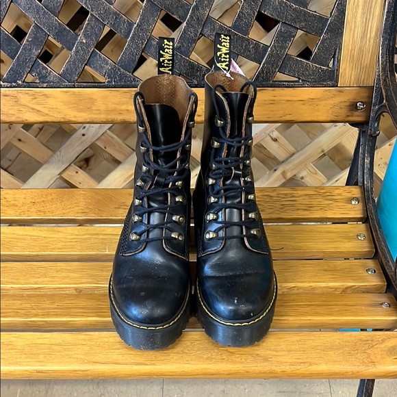Dr. Martens Shoes - Dr. Martens Black Leather Heeled Combat Boots